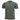 Dark green crewneck T-shirt with small chest logo and striped sleeve cuffs