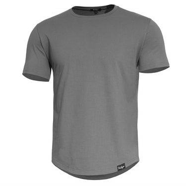 Men's crewneck T-shirt, gray-blue, short sleeves, straight hem