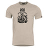 Khaki crew-neck short-sleeve T-shirt with large front dinosaur graphic