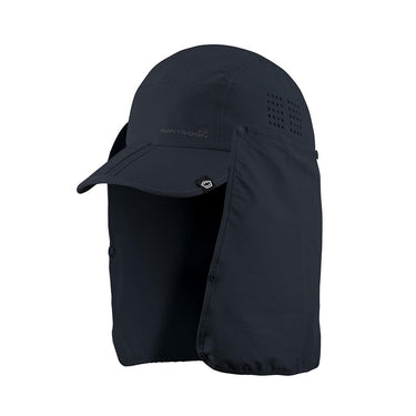 Navy legionnaire cap with vent holes and front snap flap