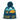 Multicolor knit beanie with pom-pom, mountain scene patch and CAMP LIFE lettering