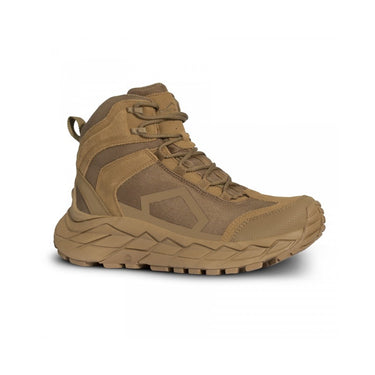 Coyote tactical ankle boots with lace-up closure and chunky tread sole