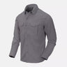 Long-sleeve tropical shirt in gray with button-front and chest pockets