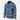 Blue plaid nylon-polyester blend shirt with button front and stand collar