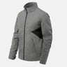 Helikon Greyman jacket in ash gray with black zipper and panel detail