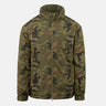 Camo camo lightweight field jacket front view with zip-up hood and dual pockets