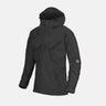 Anorak jacket in dark black tone with hood and chest pockets
