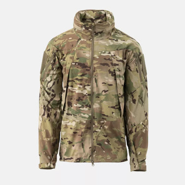 Multicam nylon jacket with adjustable hood and two front zip pockets