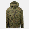 Camouflage polycotton ripstop anorak field jacket with hood and front half-zip