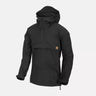 Black anorak jacket with hood and front kangaroo-style pocket