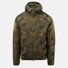Woodland camo windbreaker jacket with hood, full zip, drawcord hem and sleeves