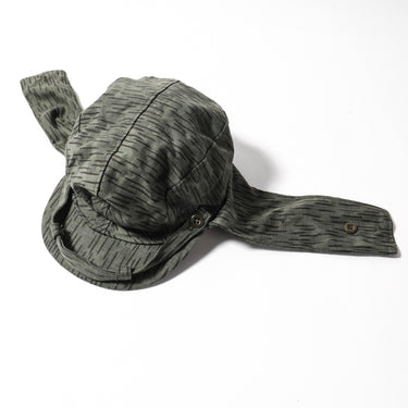 Raindrop camo field cap with extended side flap and chin strap grommet
