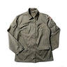 Olive drab summer field jacket, button front, point collar, chest pockets, long sleeves