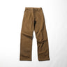 Khaki denim-style jeans front view with zip fly and belt loops