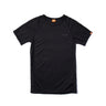 Black quick-dry crew-neck T-shirt with short sleeves and small chest logo