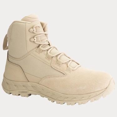 Desert tan tactical boots with lace-up closure and rugged rubber outsole