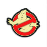 Mooglie PVC patch with cartoon ghost figure in red circular logo