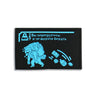 PVC gaming patch with blue robotic character and symbols on black background