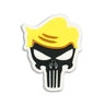 Punisher-style skull PVC patch with yellow flame hair and white skull face