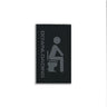 Black PVC patch with toilet icon and vertical text, rectangular stitched border