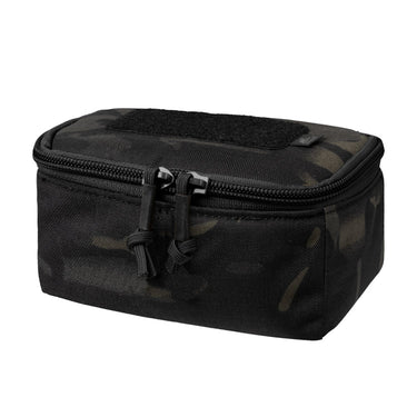 Cordura ammo box, dark camo, zip-top with hook-and-loop patch panel