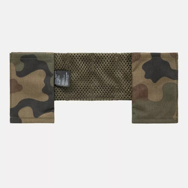 Camouflage chest panel with mesh center and elastic side pouches