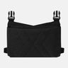 Black tactical pouch with open top flap and crisscross stitching detail