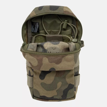PL Woodland camo open pouch with internal compartments and zippered top