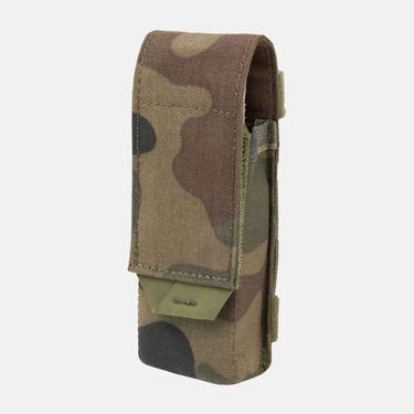 Tourniquet field pouch in PL Woodland camo, front panel and side loop strap