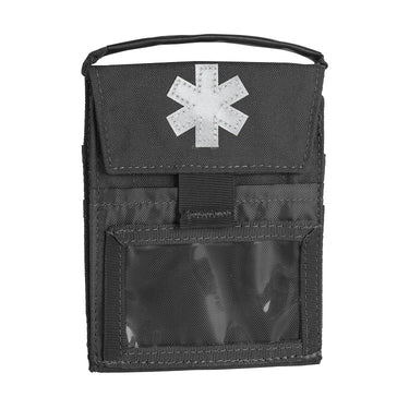 Helikon Pocket Med Insert pouch in dark fabric with white medical cross and clear window