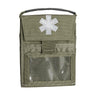 Helikon Pocket Med Insert pouch in tan fabric with medical cross patch and clear pocket