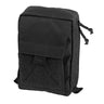 Black admin pouch with front flap, Velcro patch panel and side webbing strap loops