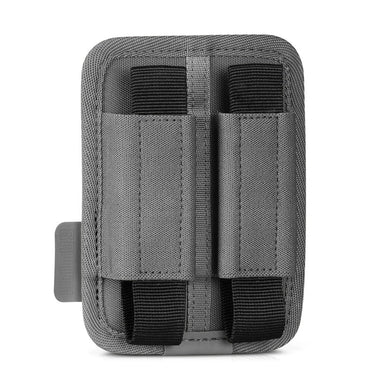 Tactical pistol magazine holder, gray fabric with black retention panels, 2-slot design