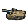 Tactical tank graphic patch with black border and sand-and-blue details