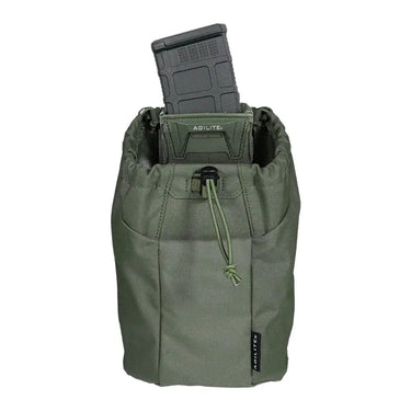 Ranger green mag-release dump pouch with open top and pull cord closure