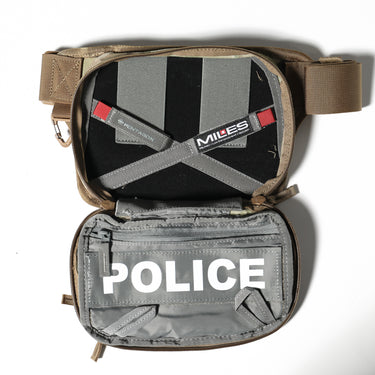 Tactical concealment pouch in black and gray with POLICE patch and inner pocket