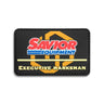 Black rectangular embroidered patch with Savior Equipment logo and Executive Marksman text