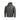 Dark gray zip-up puffer jacket with hood and stand collar