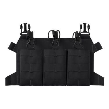 Skeletonized triple 223 flap pouch, black with three flap compartments and top loops