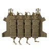 Skeletonized quad SMG magazine flap pouch in olive tan with bungee cords