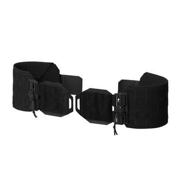 Tactical skeletonized wide cummerbund in black with MOLLE panels and buckle