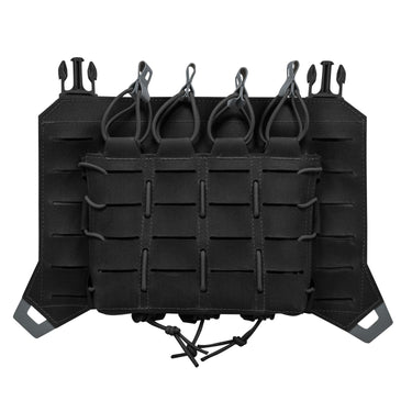 Tactical MOLLE SMG flap pouch with 6 elastic loops and hook-and-loop straps, black.