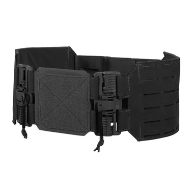 Rapid access cummerbund in black with padded front panel and accessory straps