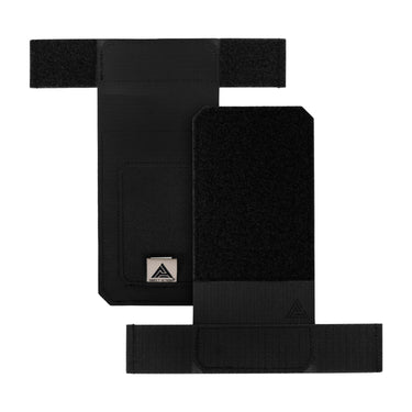 Tactical SAPI side plate mount with hook-and-loop panels, black.