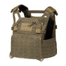 Coyote tan plate carrier vest with MOLLE front panel and adjustable shoulder straps