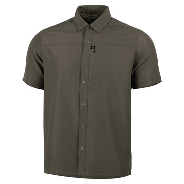 RAL 7013 short-sleeve button-up expedition shirt with spread collar