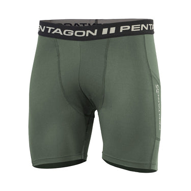 Men's green boxer briefs with wide waistband and side logo stripe