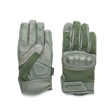 Olive military gloves with padded palm and knuckle protection