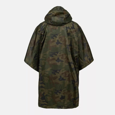 Camo lightweight field poncho with hood and loose poncho silhouette