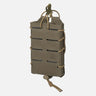 Tactical speed reload rifle pouch in tan fabric with hook-and-loop straps
